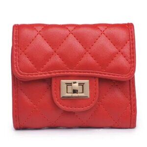 NWT Shantel Quilted Vegan Leather Small Wallet Turnlock Closure
